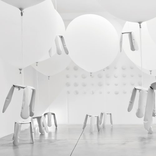 Plopp Inflated Metal Stool, White - Gessato Design Store