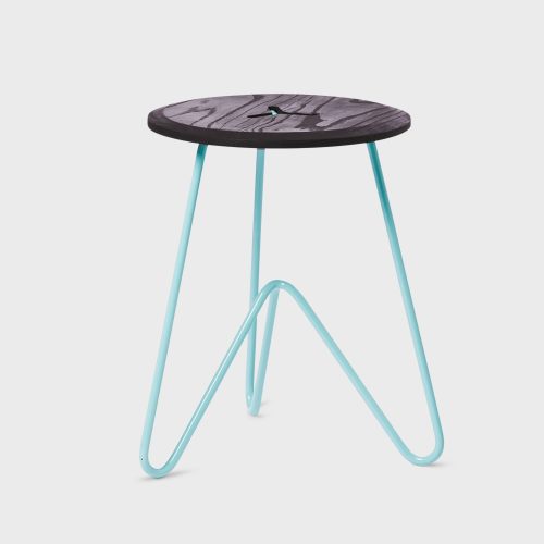 Low Stool, Black on Seafoam-26261