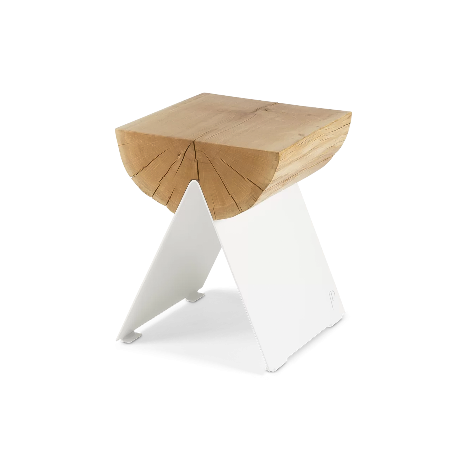 ½ Wooden Stool White - Gessato Design Store