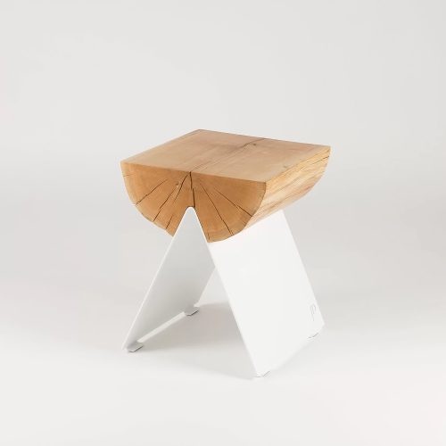 ½ Wooden Stool White - Gessato Design Store