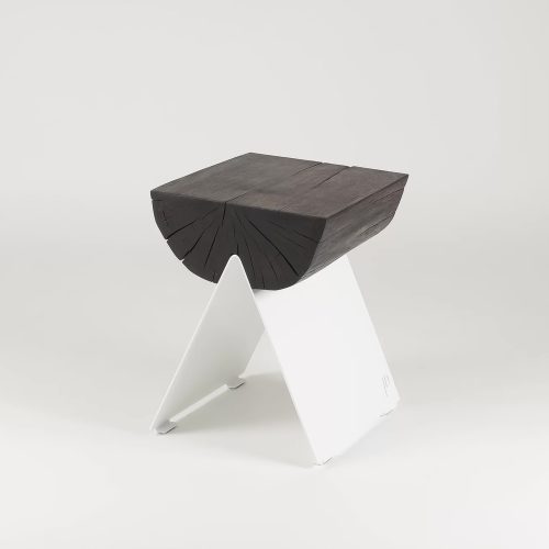 ½ Wooden Stool White - Gessato Design Store