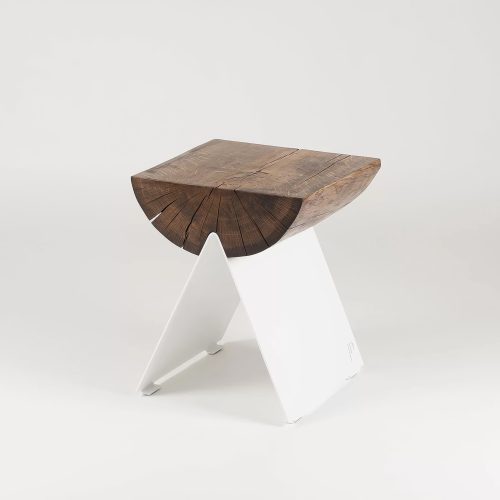 ½ Wooden Stool White - Gessato Design Store