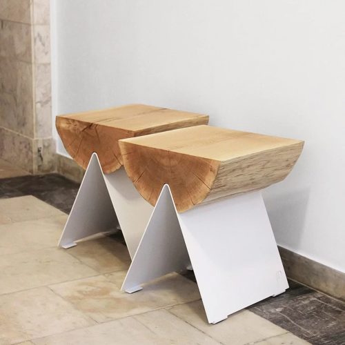 ½ Wooden Stool White - Gessato Design Store