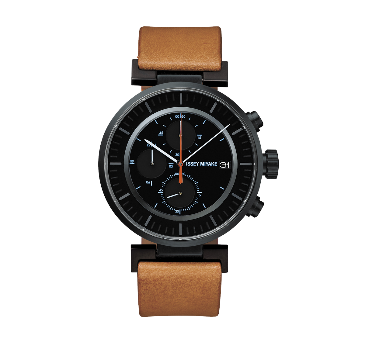 Issey Miyake W Black Chronograph Watch, Natural Leather-0