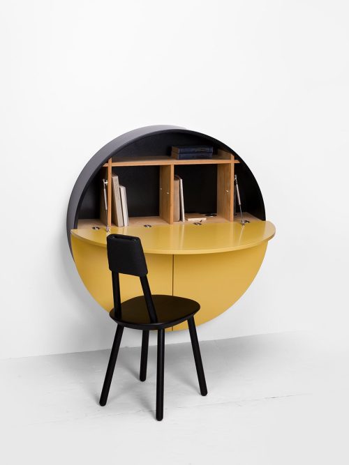 Pill, Wall Mounted Desk in Yellow-31992