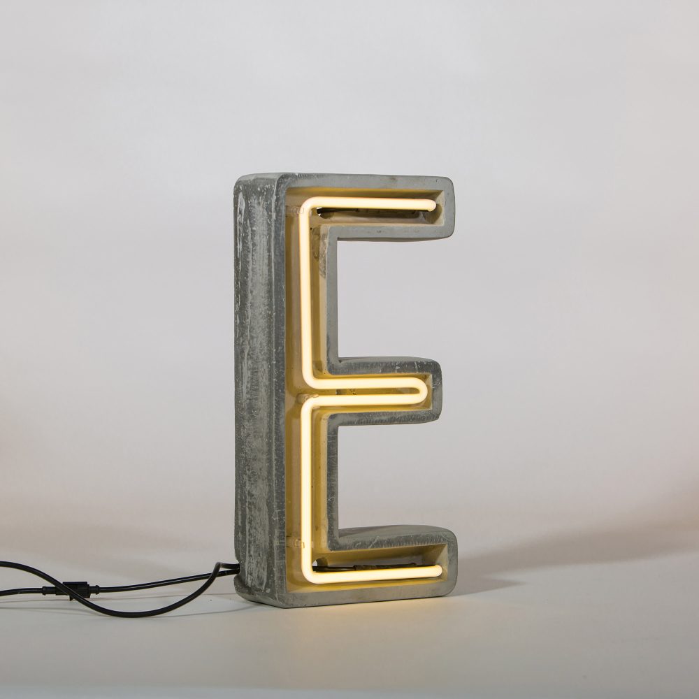 Alphacrete, Concrete Neon Light - E - Gessato Design Store