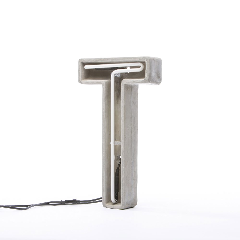 Alphacrete, Concrete Neon Light - T - Gessato Design Store