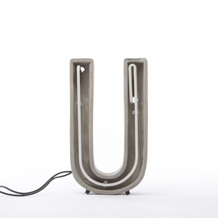 Alphacrete, Concrete Neon Light - U - Gessato Design Store