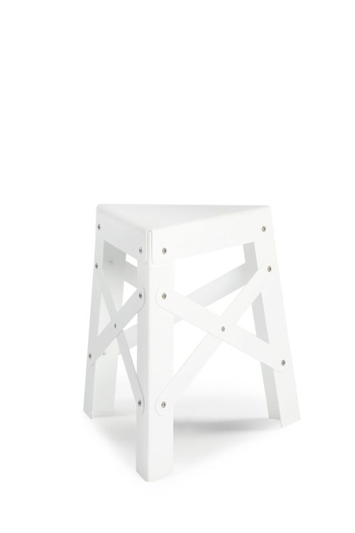 Eiffel Aluminum Stool, White-34357