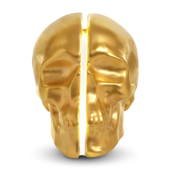 Yorick Skull Lamp, 24Kt Gold Hand Painted-0