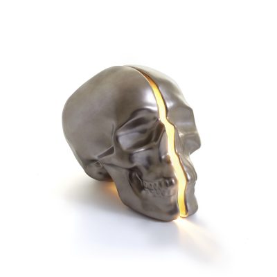 Yorick Skull Lamp, Platinum Hand Painted-34750