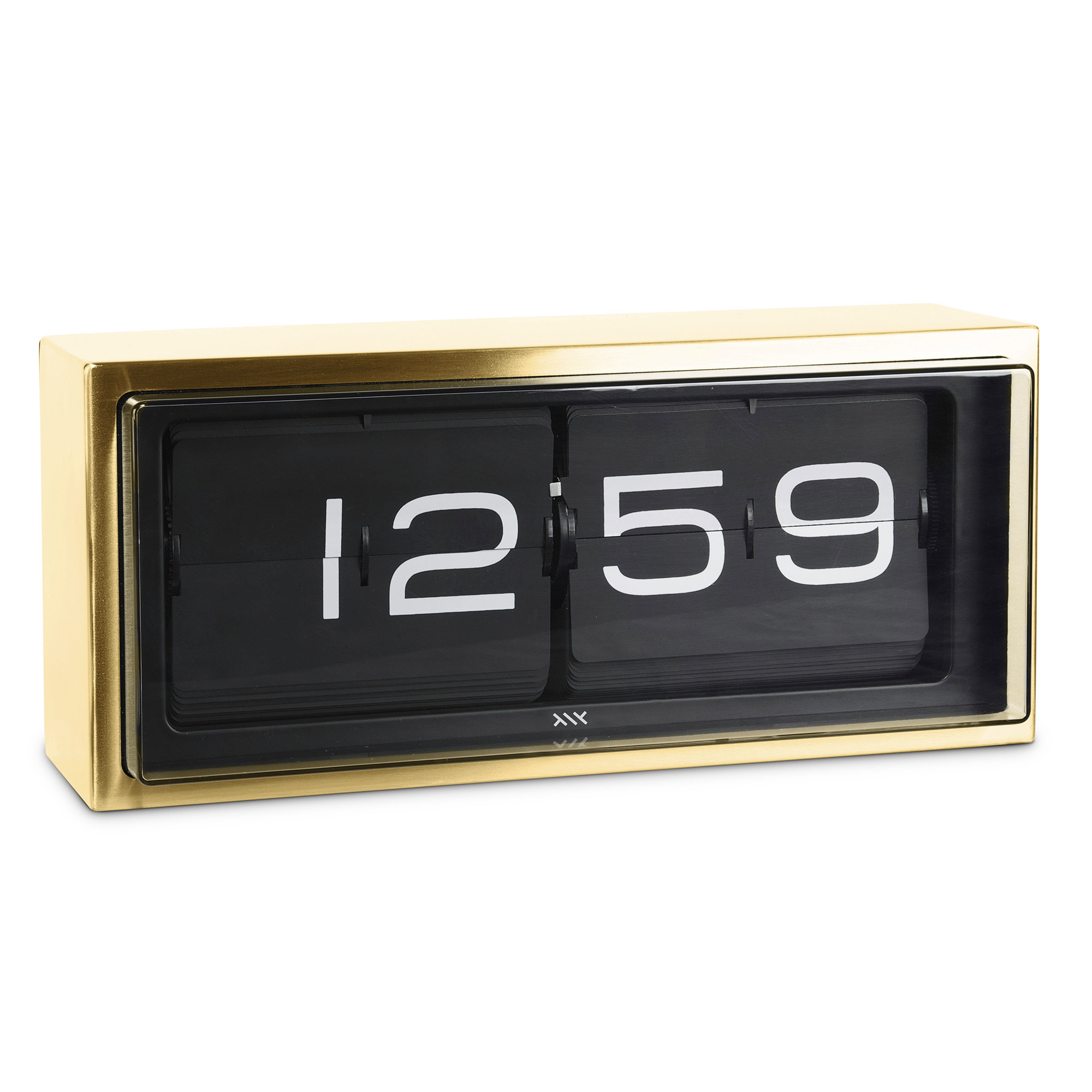 Leff Amsterdam - Brick Clock, Brass – Black Face | Gessato Design