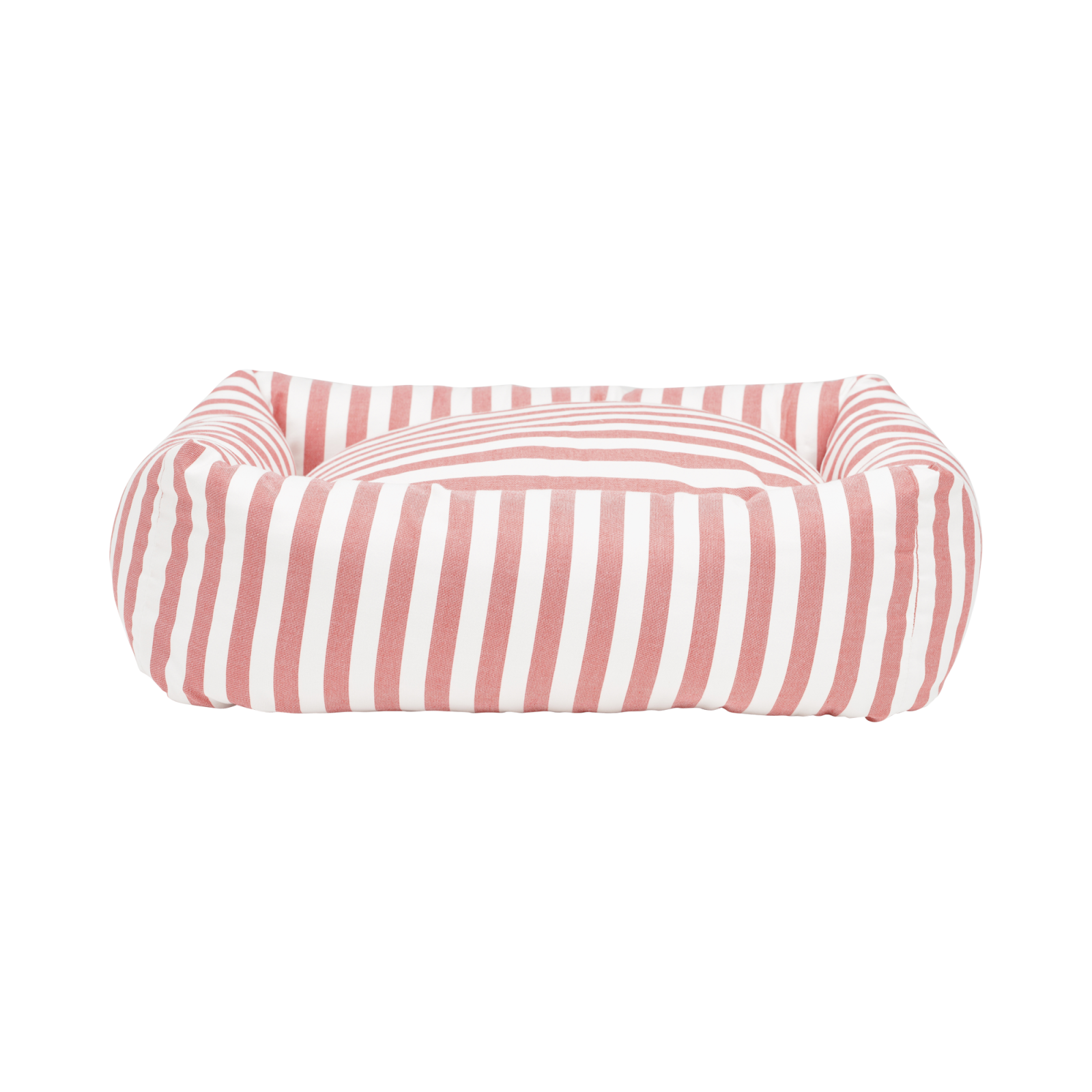 stripey-soiree-square-snuggler-dog-bed-red-1