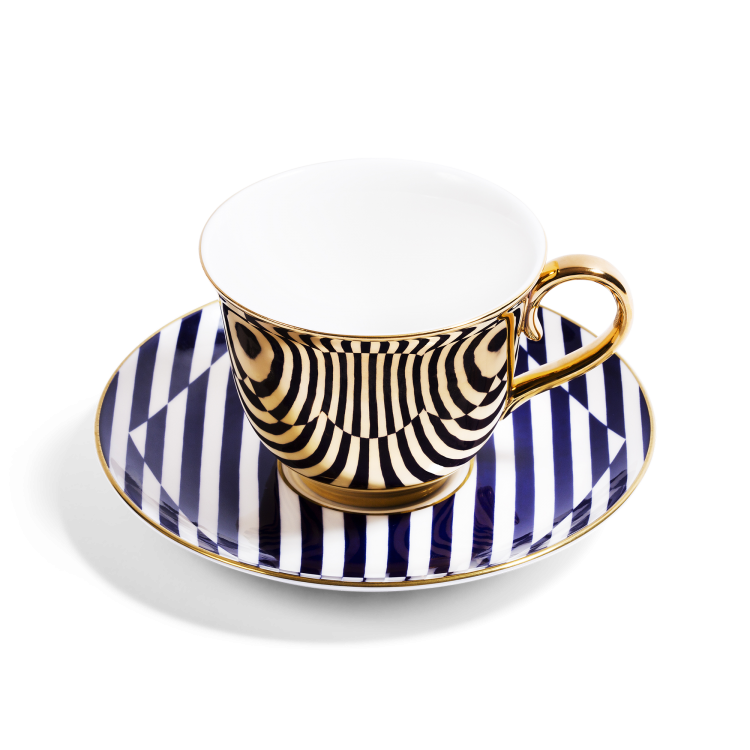 Gold Teacup & Saucer – Superstripe