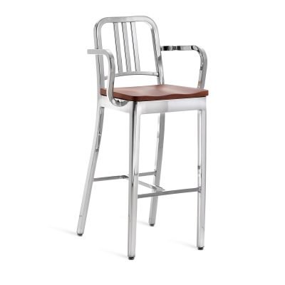 1104-navy-barstool-with-arms-and-natural-wood-seat-polished-cherry
