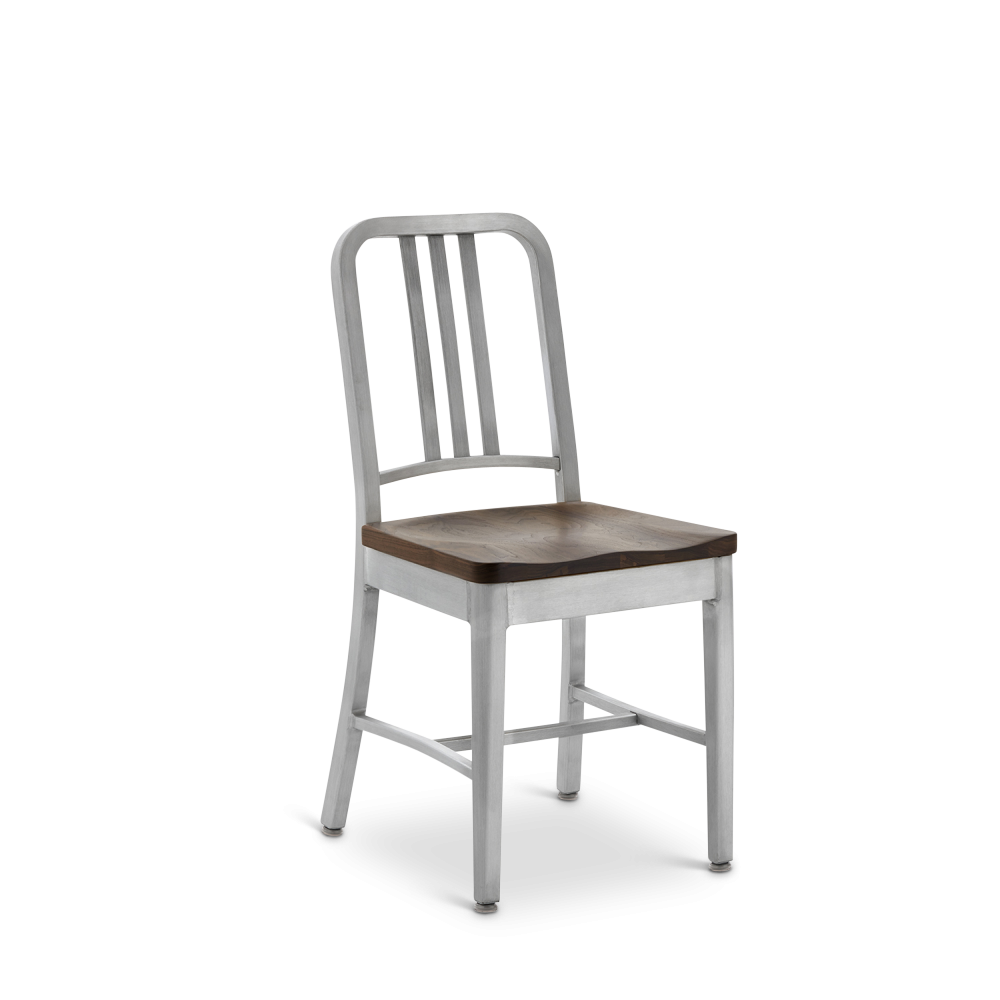 Emeco - 1104 Navy Chair with Natural Wood Seat | Gessato Design Store