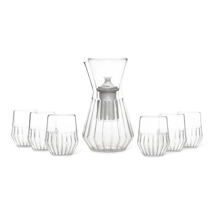 Talise Fluted Decanter with Mixed Glass Set