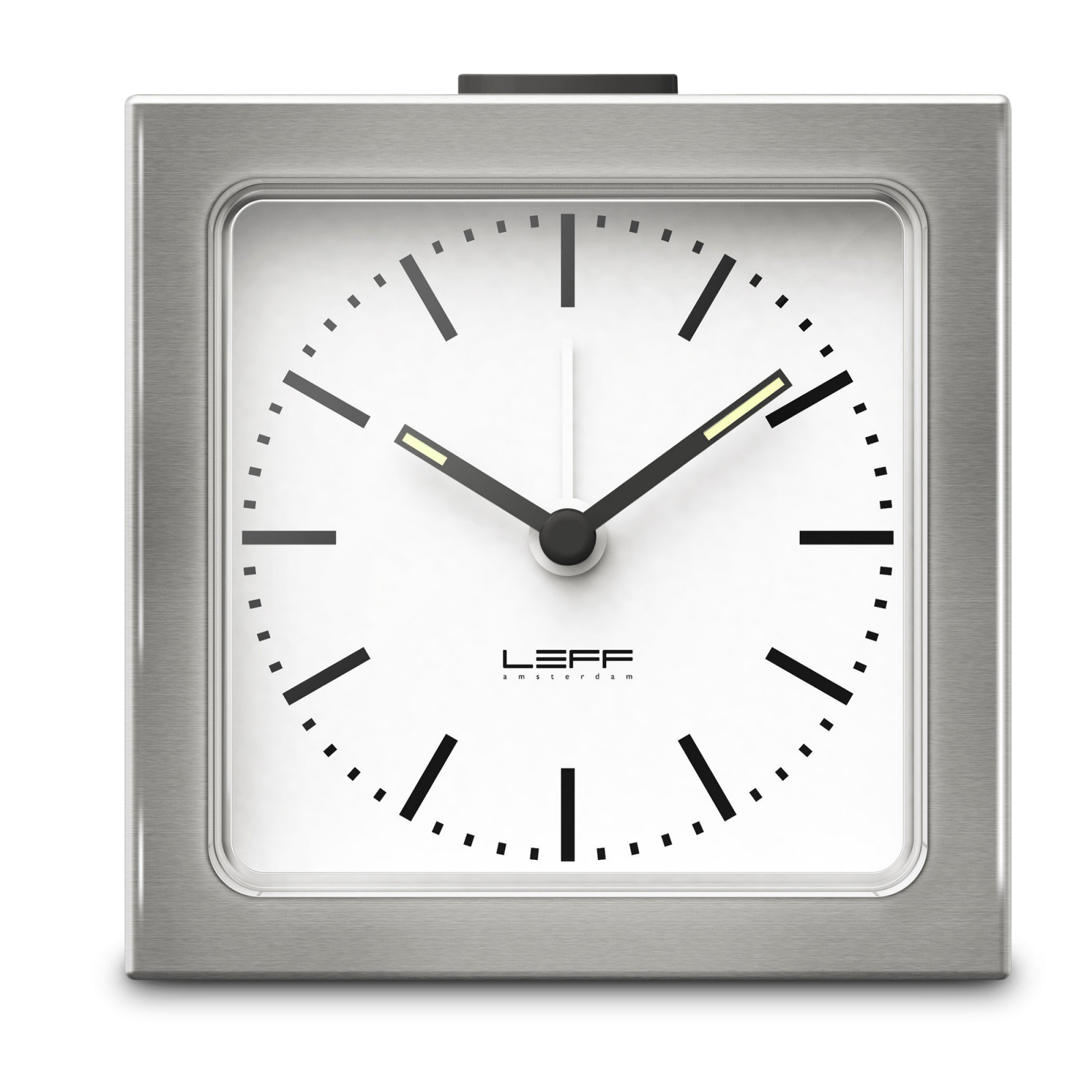 leff-amsterdam-block-alarm-clock-stainless-steel-white-index-1