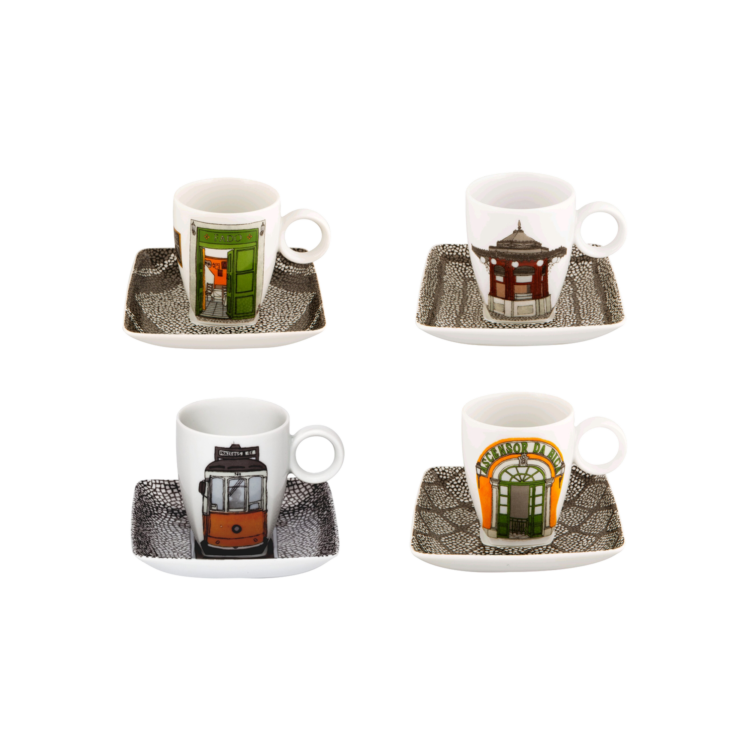 Alma de Lisboa Set 4 Coffee Cups and Saucers