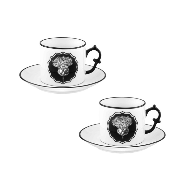 Herbariae Tea Cup and Saucer White, Set of 2