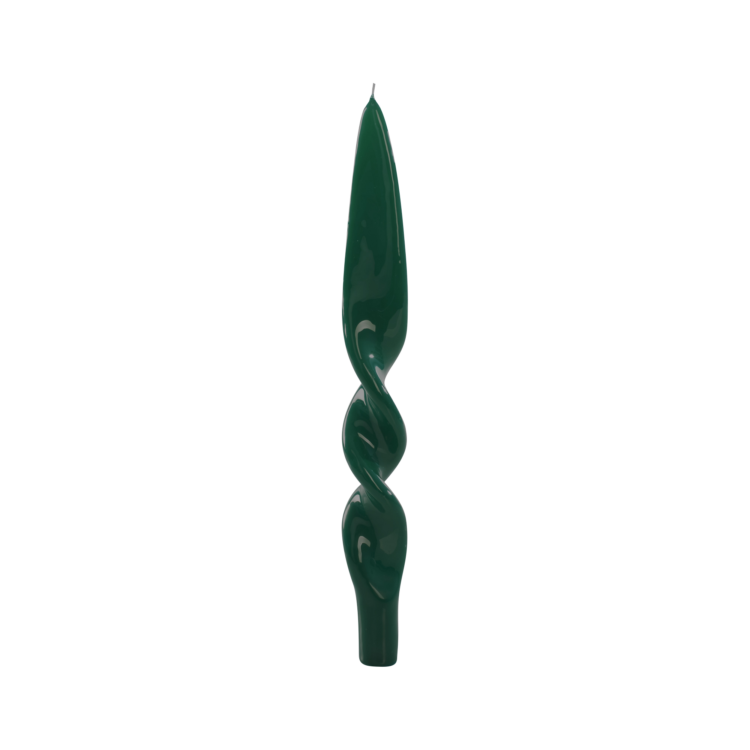 Twist Candle, English Green, Set of 2