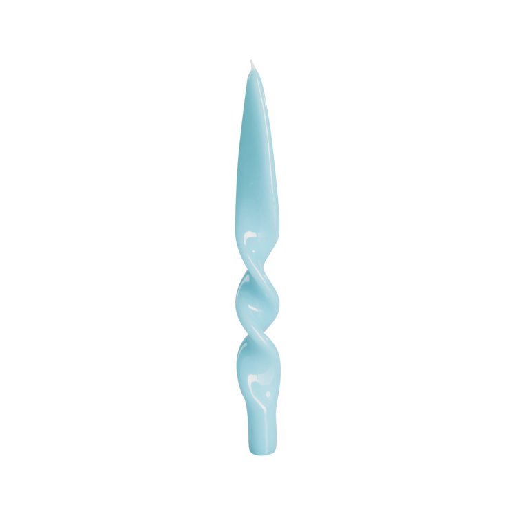 Twist Candle, Light Blue, Set of 2