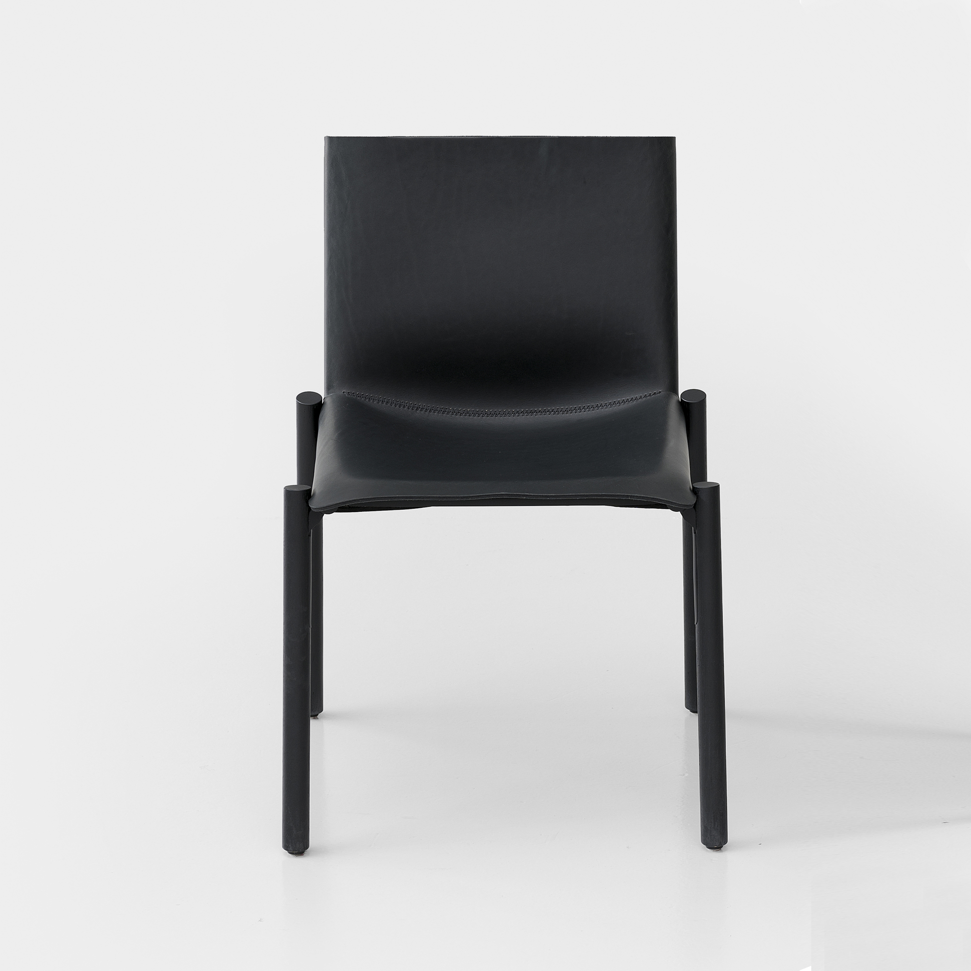  chair full grain black hide