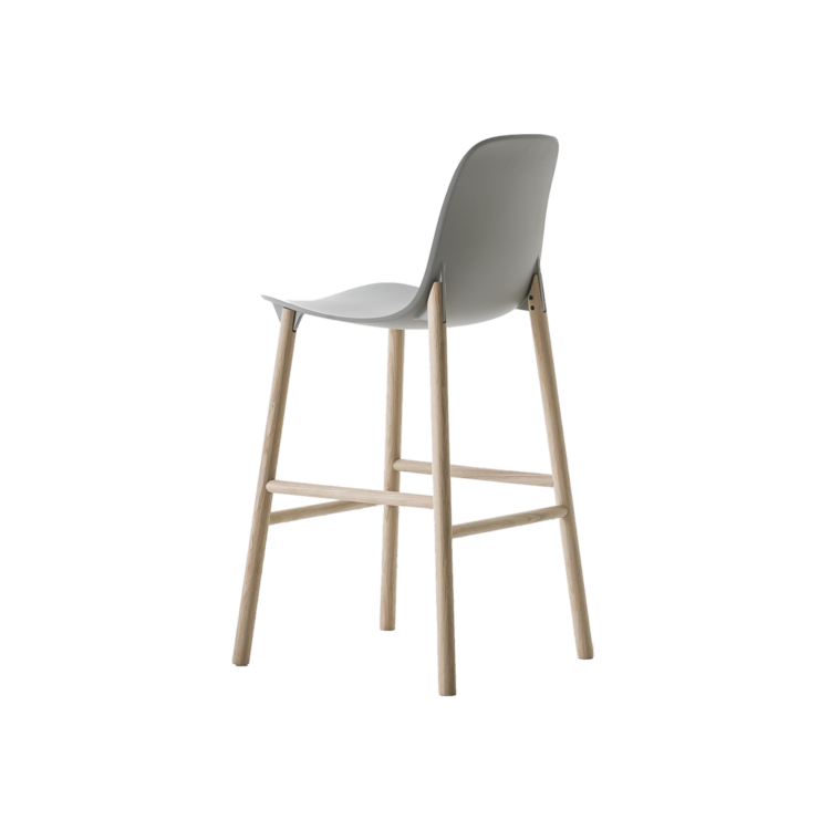 Sharky Bar Stool, Wooden Base High Back