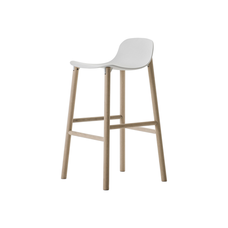 Sharky Counter Stool, Wooden Base Low Back