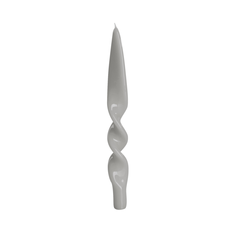 Twist Candle, Pearl Grey, Set of 2