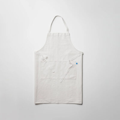 Cotton and linen kitchen apron, white