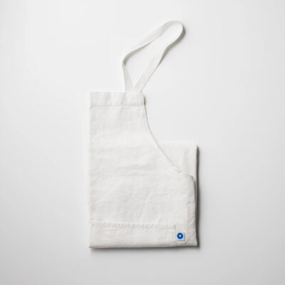 Cotton and linen kitchen apron, white