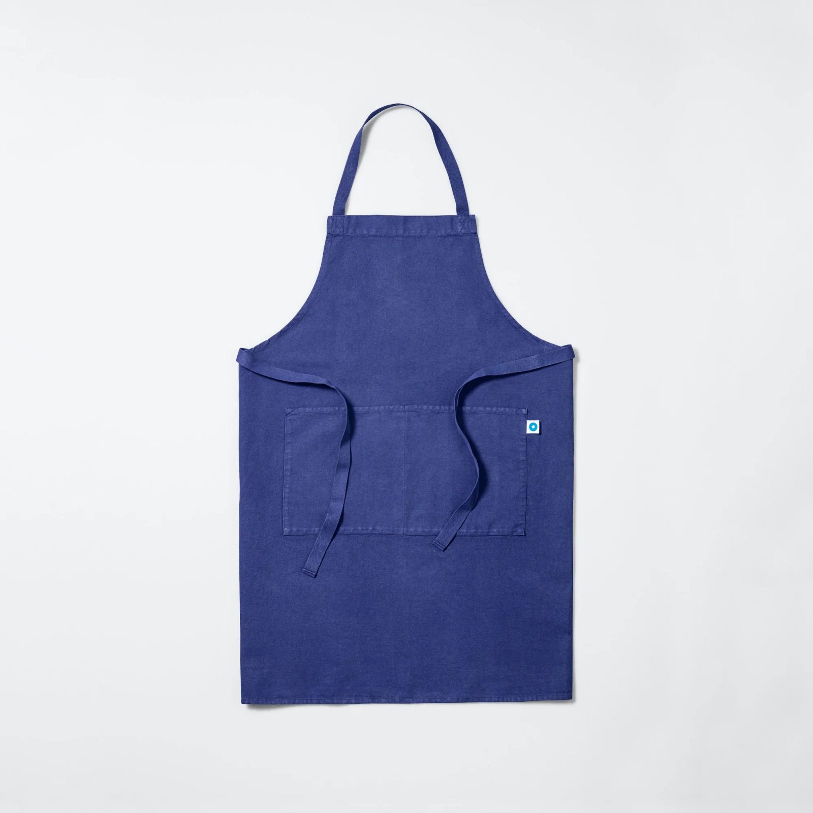 Cotton and linen kitchen apron, blue