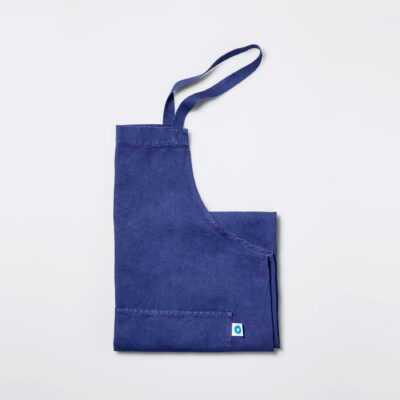 Cotton and linen kitchen apron, blue