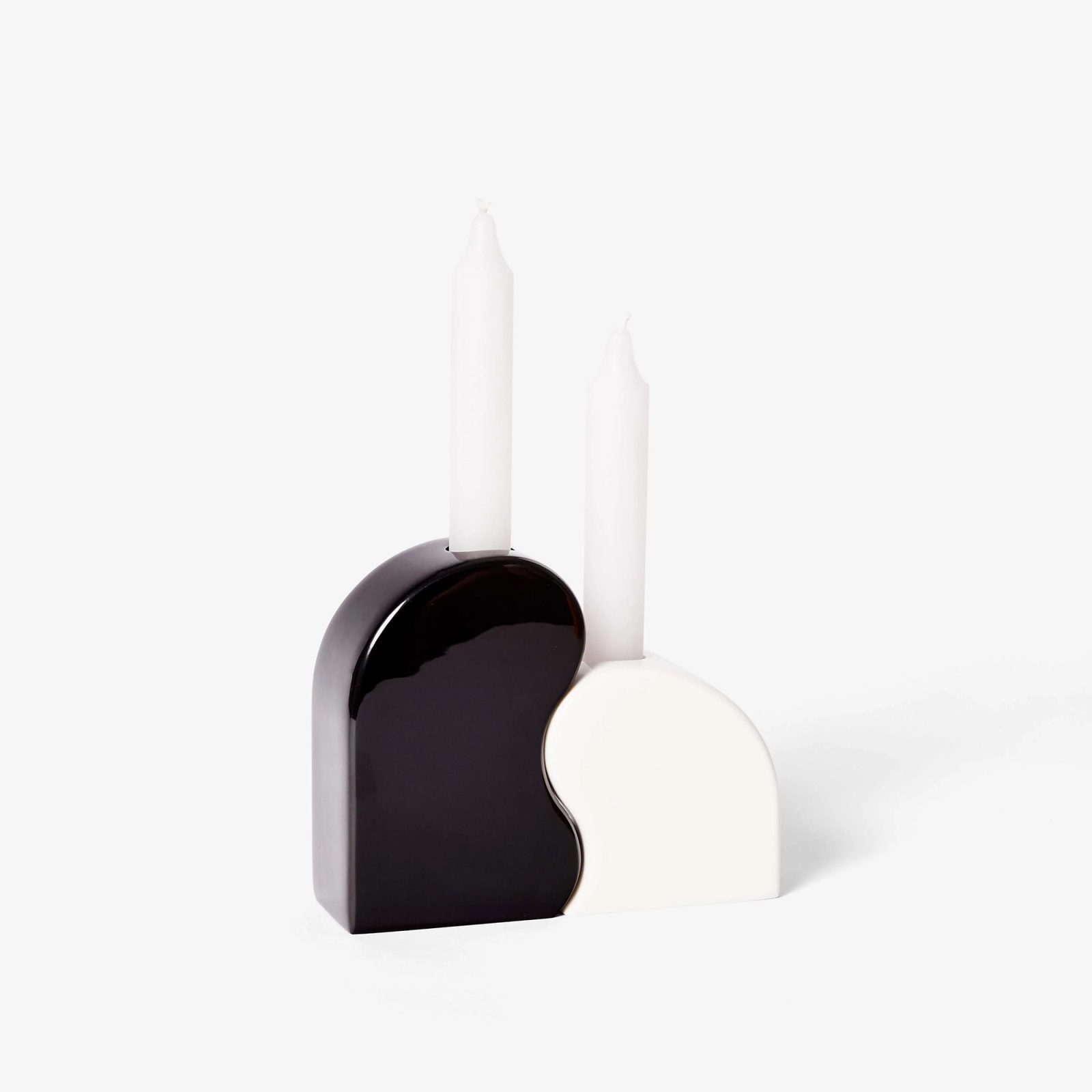 Seymour candle holder, black and white
