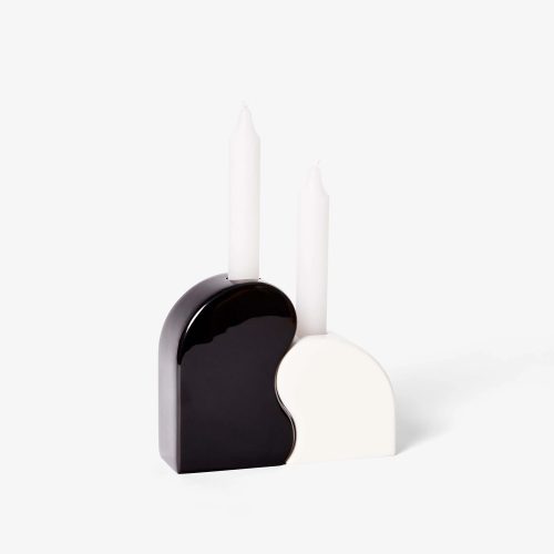 Seymour candle holder, black and white