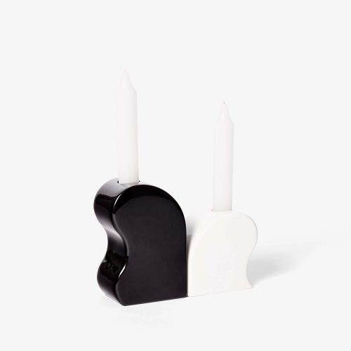 Seymour candle holder, black and white