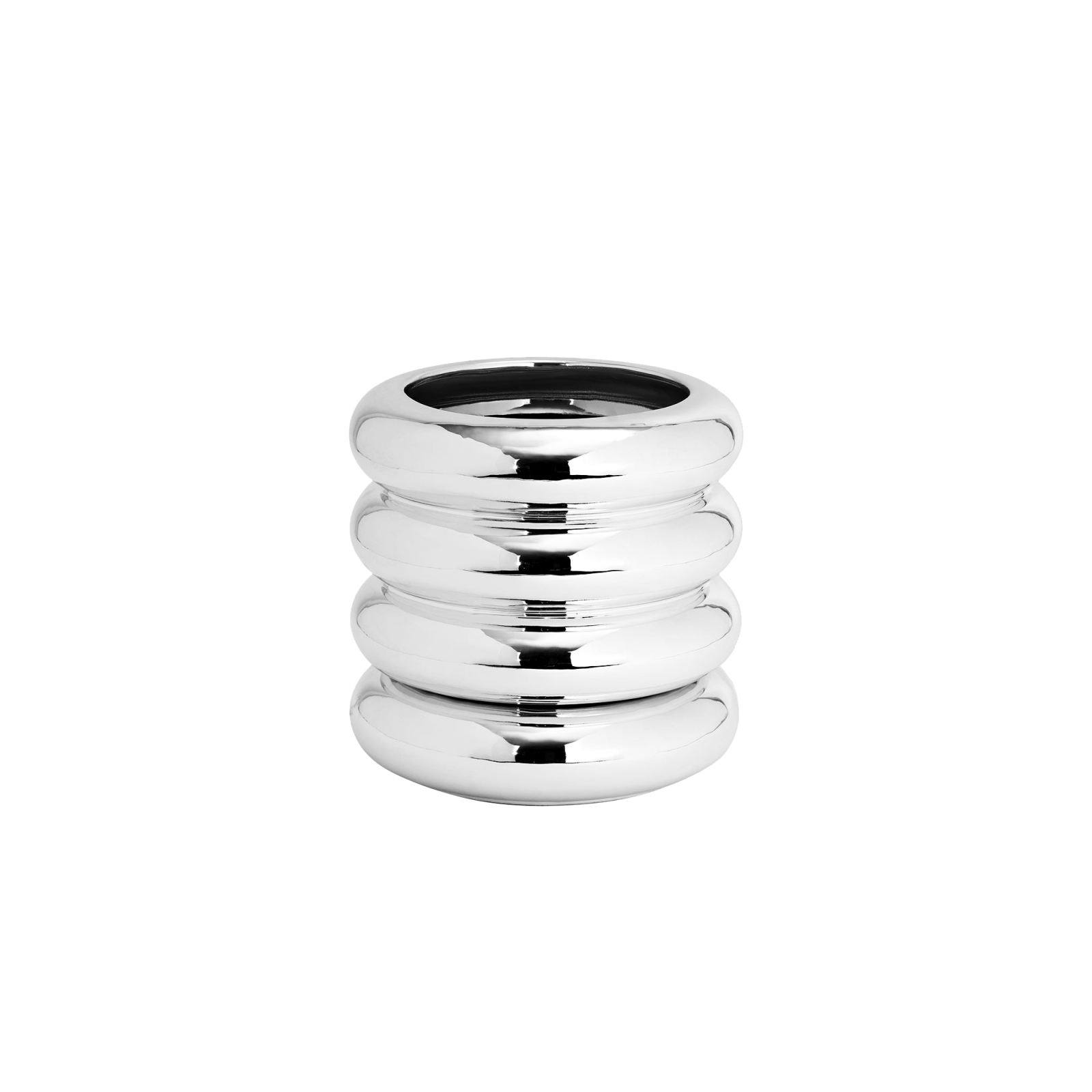 Stacking Planter – Tall, Chrome - Gessato Design Store