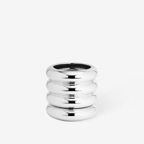 Stacking Planter – Tall, Chrome - Gessato Design Store