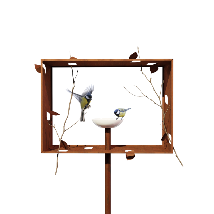 The Framed, Pole Mounted Bird Feeder