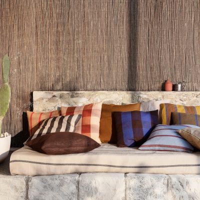 Grand Cushion, Oyster/Lemon/Bright Blue﻿ - Gessato Design Store