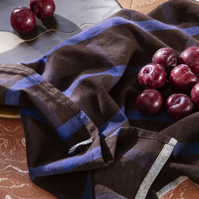 Hale Tea Towel, Chocolate/Bright Blue - Gessato Design Store