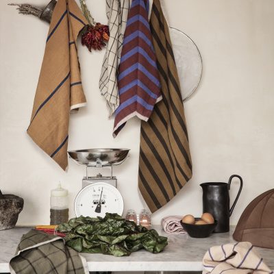 Hale Tea Towel, Brown/Navy Blue - Gessato Design Store