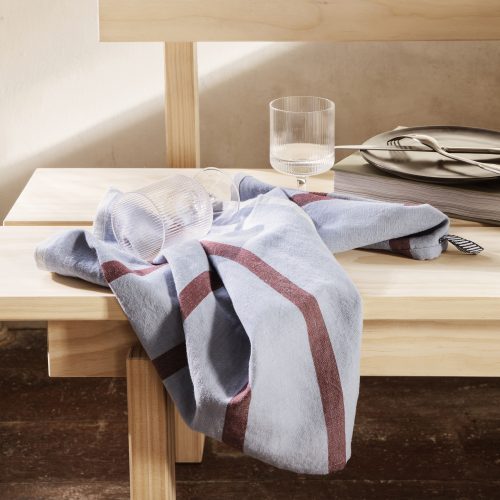 Hale Tea Towel, Faded Blue/Burgundy - Gessato Design Store