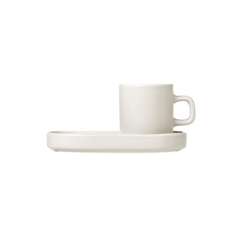 Pilar Espresso Cups with Trays, Set of 2 - Gessato Design Store