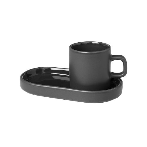 Pilar Espresso Cups with Trays, Set of 2 - Gessato Design Store