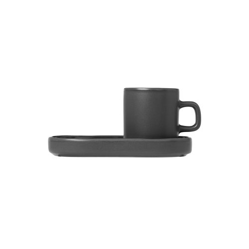 Pilar Espresso Cups with Trays, Set of 2 - Gessato Design Store