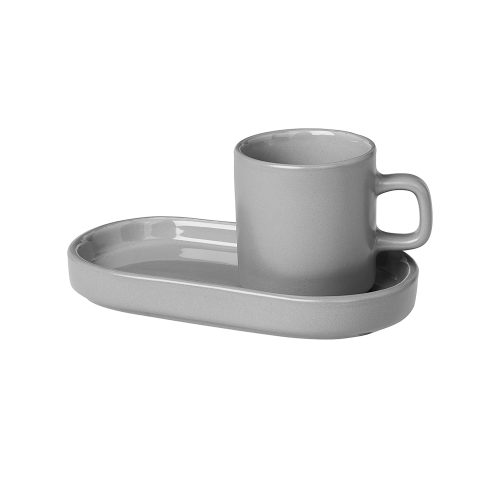 Pilar Espresso Cups with Trays, Set of 2 - Gessato Design Store