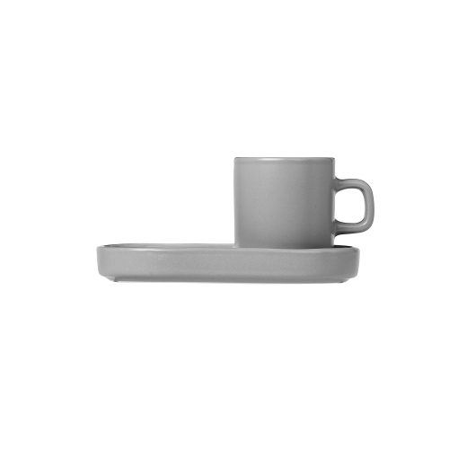 Pilar Espresso Cups with Trays, Set of 2 - Gessato Design Store