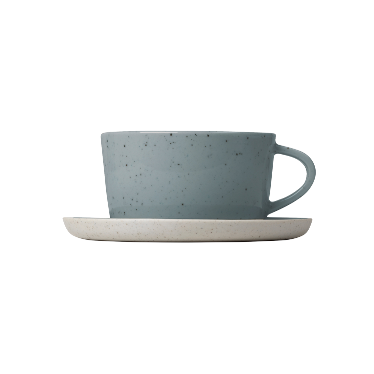 Sablo Ceramic Stoneware Coffee Cups and Saucers, Set of 2